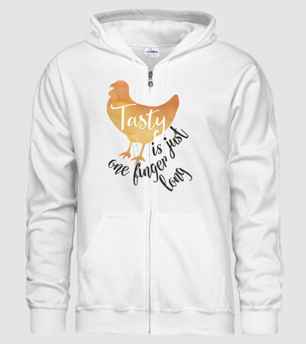Tasty is just one finger long model alb pe tricou