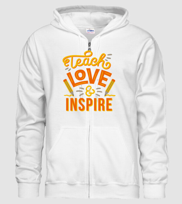 Teach Love Inspire pentru profesori model alb pe tricou