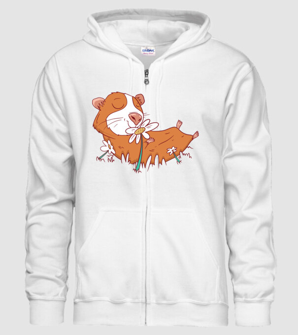 Porcușor de Guineea pe câmp model alb pe tricou