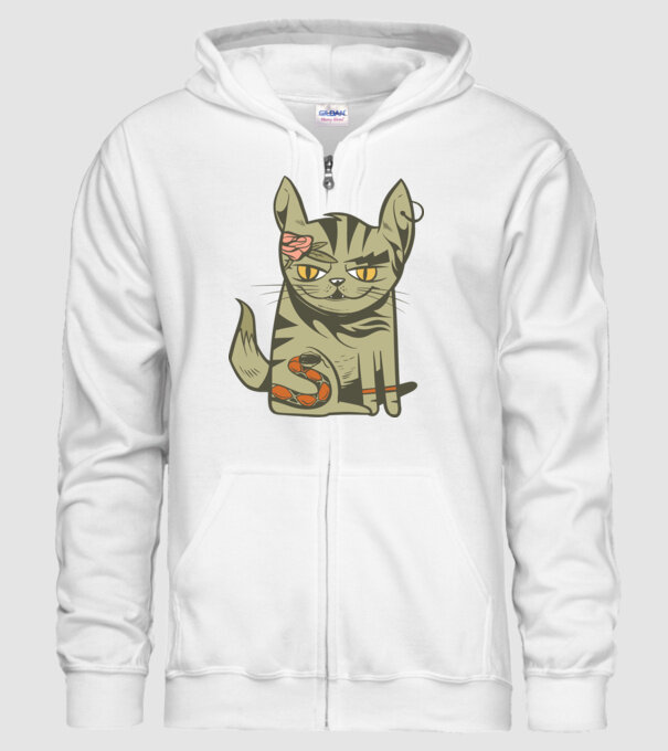 Pisoi tatuat model alb pe tricou