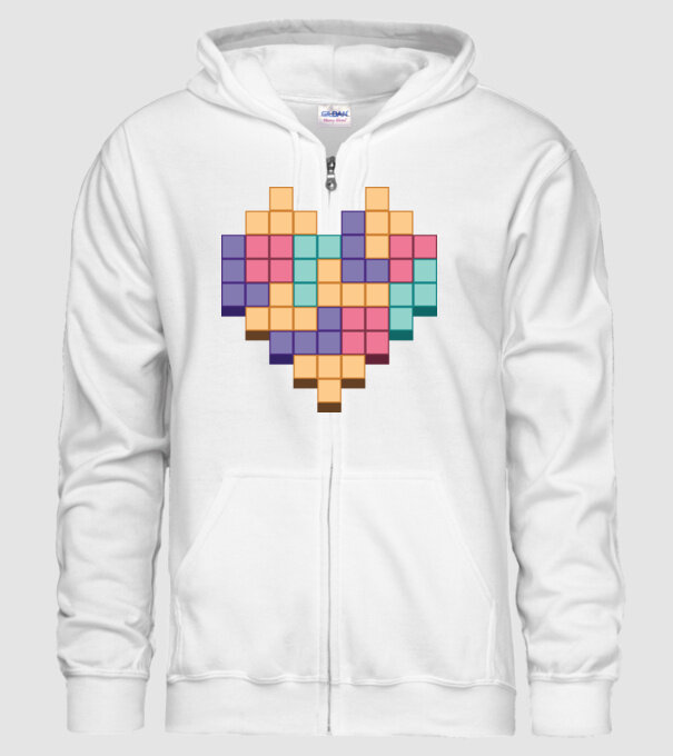 Inimă Tetris model alb pe tricou