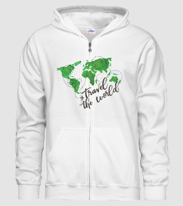 Travel the world model alb pe tricou