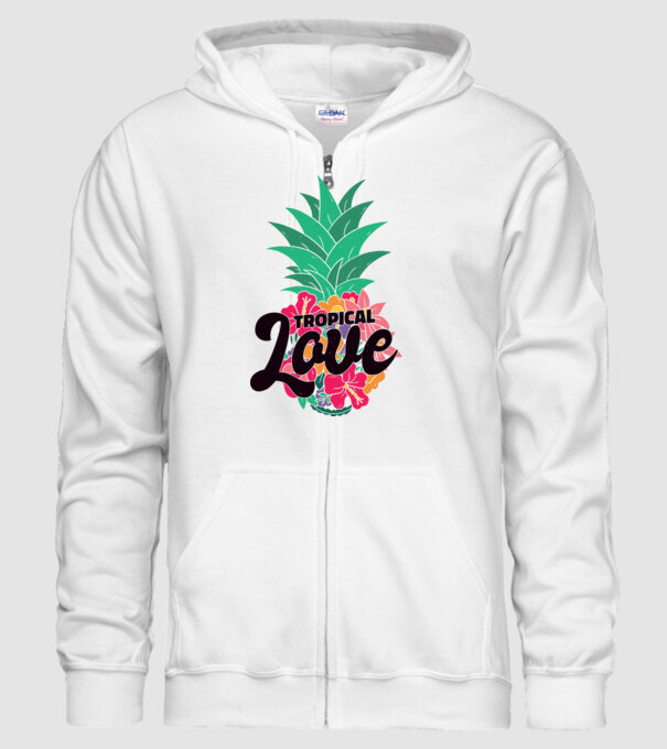 Ananas Tropical Love model alb pe tricou