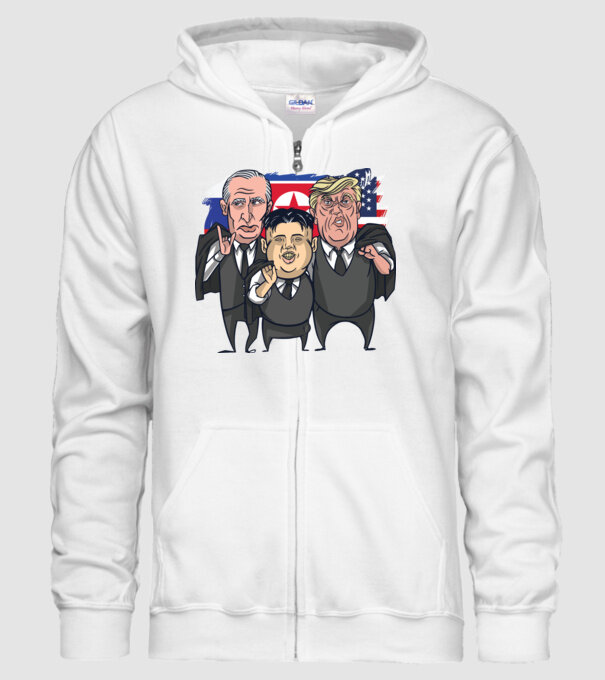 Trump, Putin, Kim - trei prieteni buni model alb pe tricou
