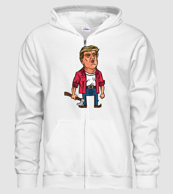 Trump tăietor de lemne model alb pe tricou