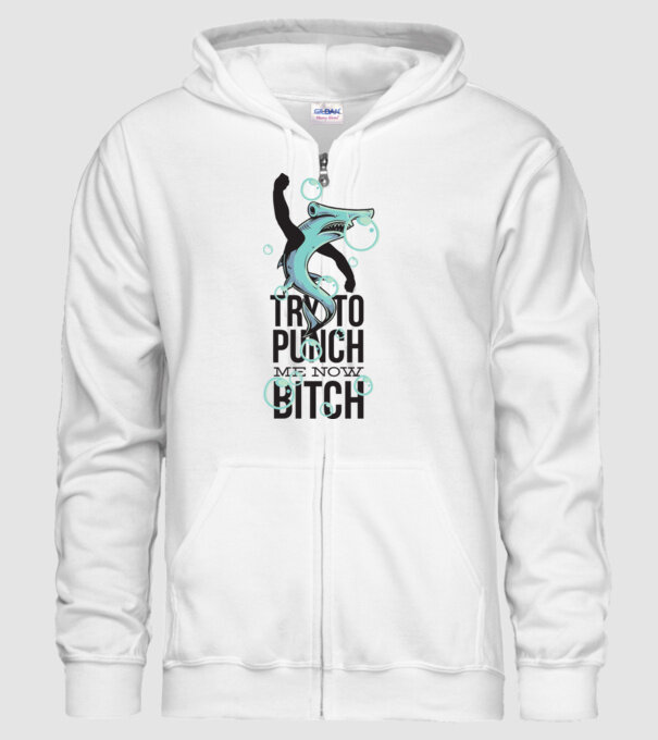 Try to punch me now bitch model alb pe tricou
