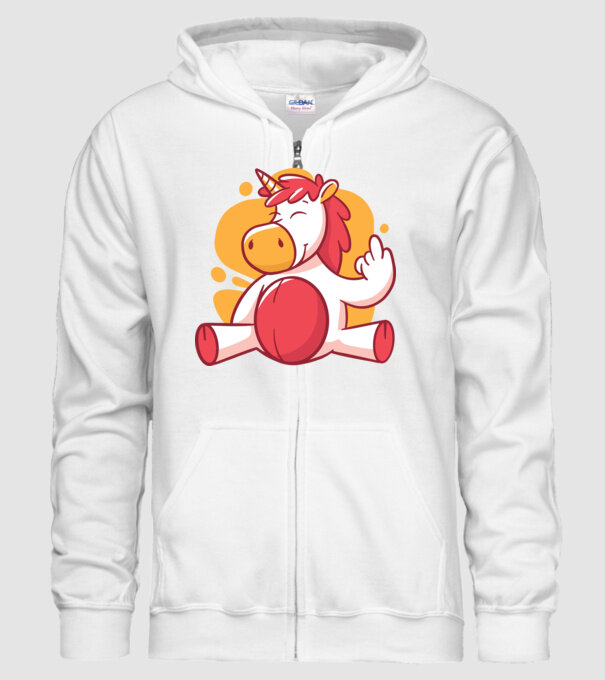 Unicorn arată degetul model alb pe tricou