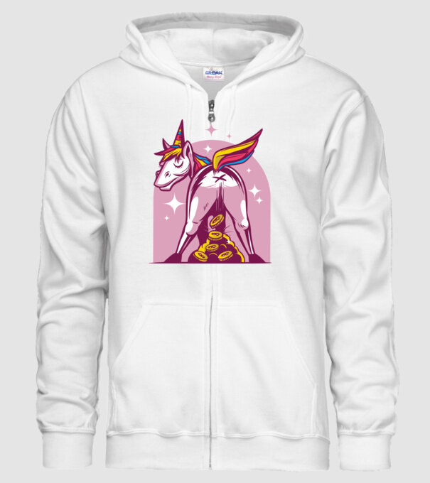 Unicorn Bitcoin model alb pe tricou