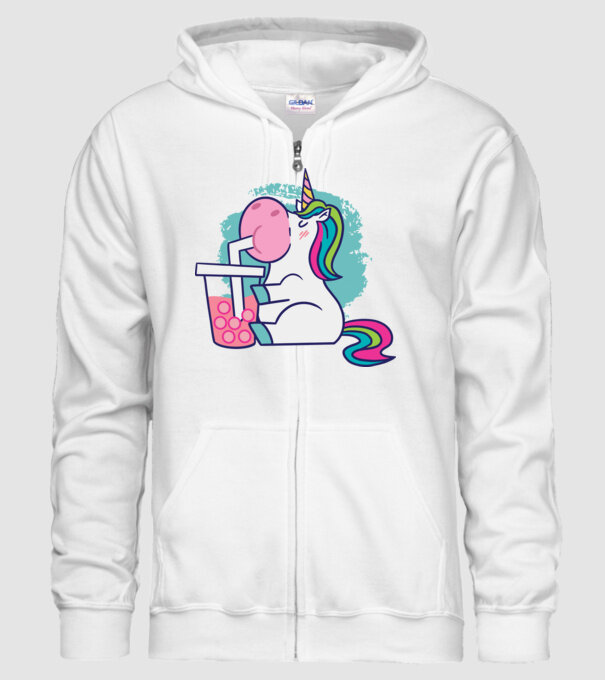 Unicorn Bubble Tea model alb pe tricou