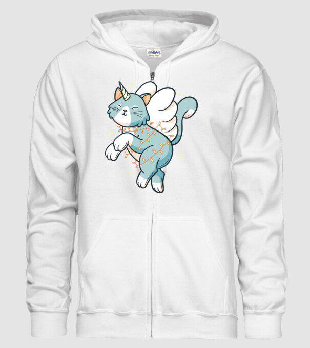 Pisică Unicorn model alb pe tricou