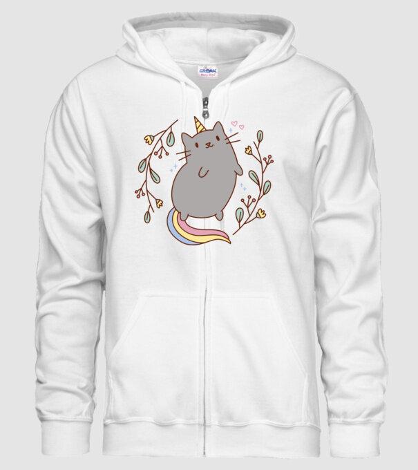 Pisică Unicorn model alb pe tricou