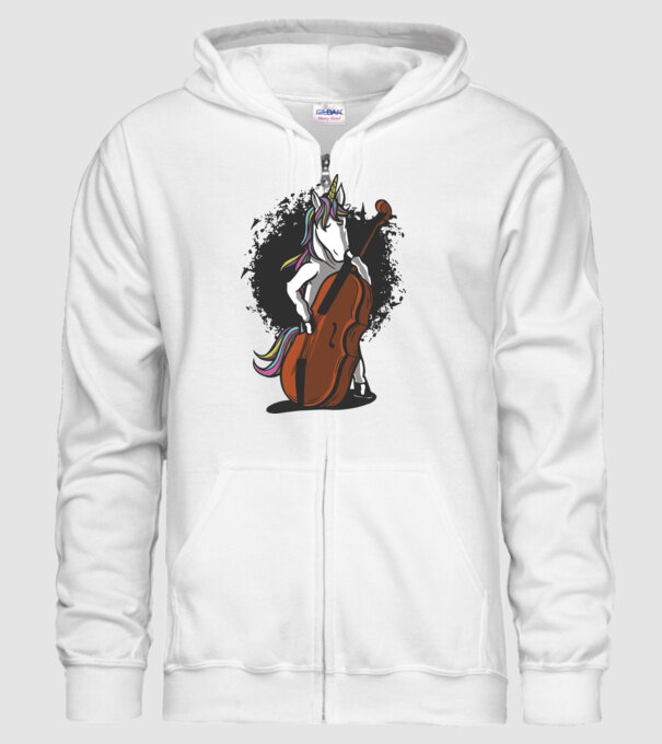 Unicorn cu violoncel model alb pe tricou