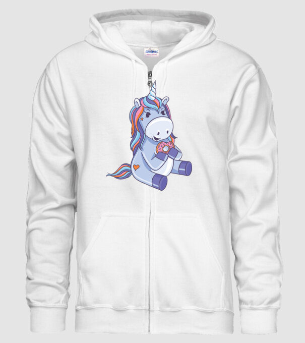Unicorn cu gogoașă model alb pe tricou