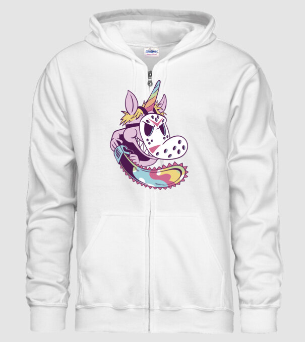 Unicorn Mască Jason Halloween model alb pe tricou