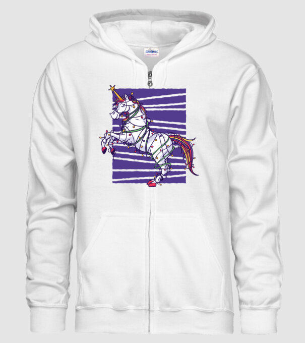 Unicorn pom de Crăciun model alb pe tricou