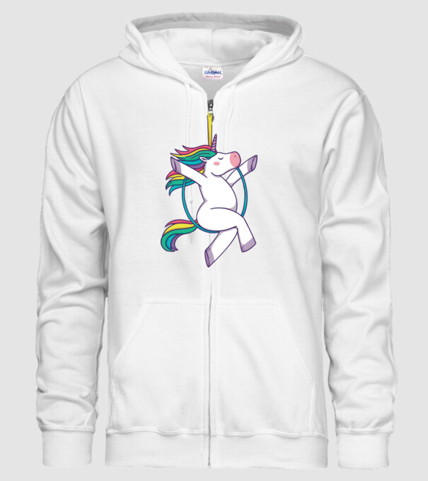 Unicorn pe cerc model alb pe tricou