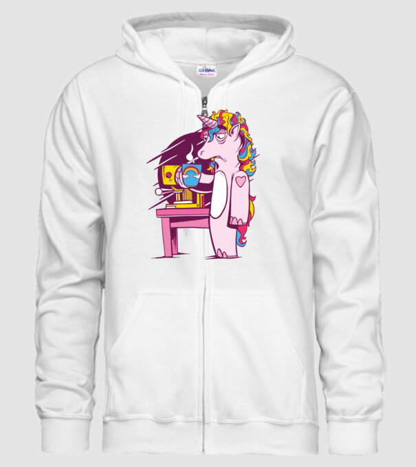 Unicorn Cafea model alb pe tricou