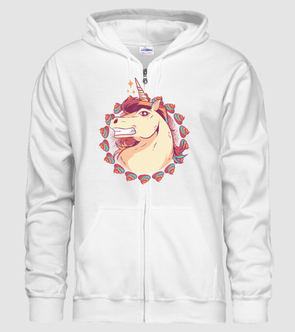 Unicorn Mullet model alb pe tricou