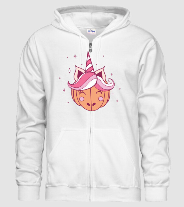Unicorn Dovleac model alb pe tricou
