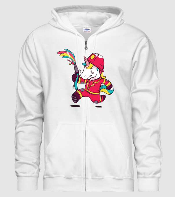 Pompier Unicorn model alb pe tricou