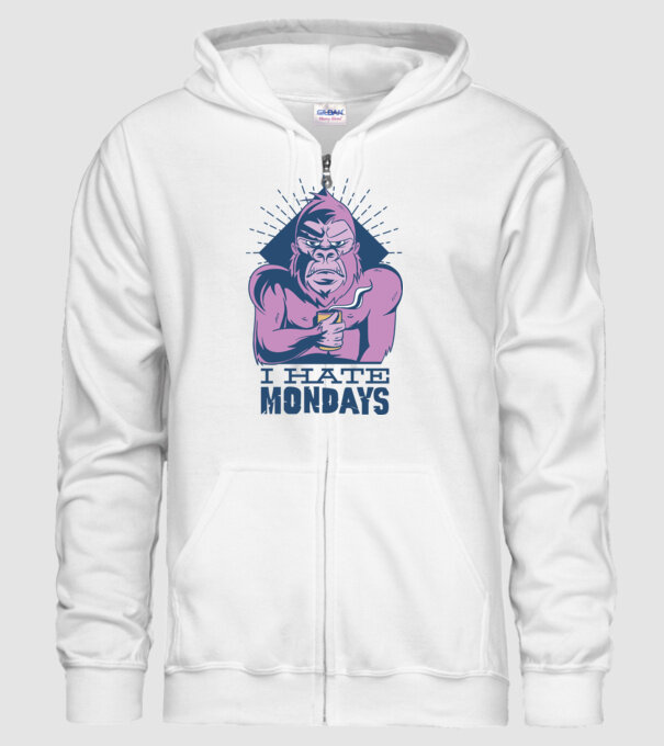Urăsc zilele de luni model alb pe tricou