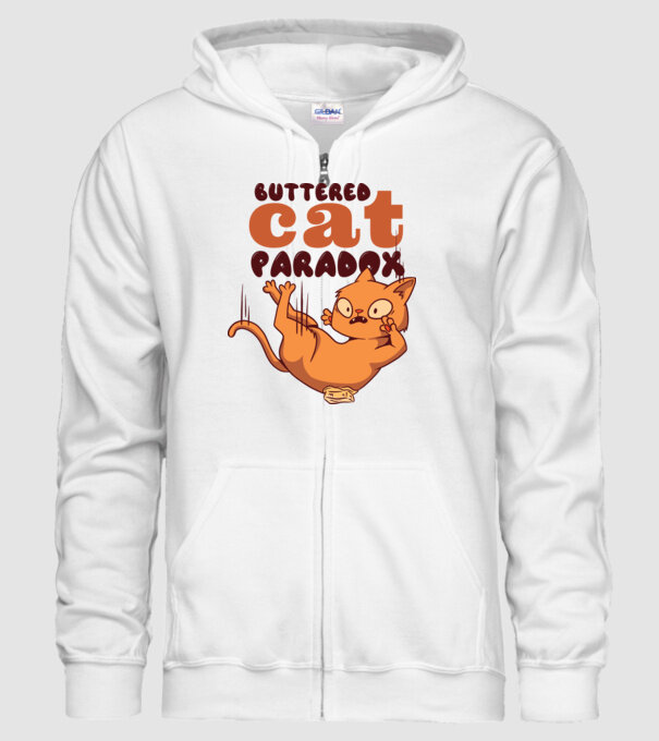 Paradox pisică cu unt model alb pe tricou