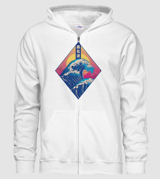 Vaporwave Val model alb pe tricou