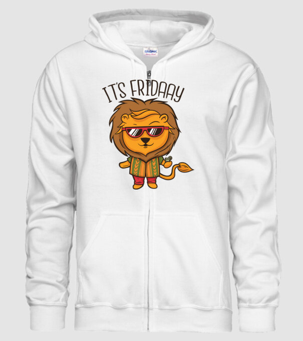 În sfârșit, vineri Leu model alb pe tricou