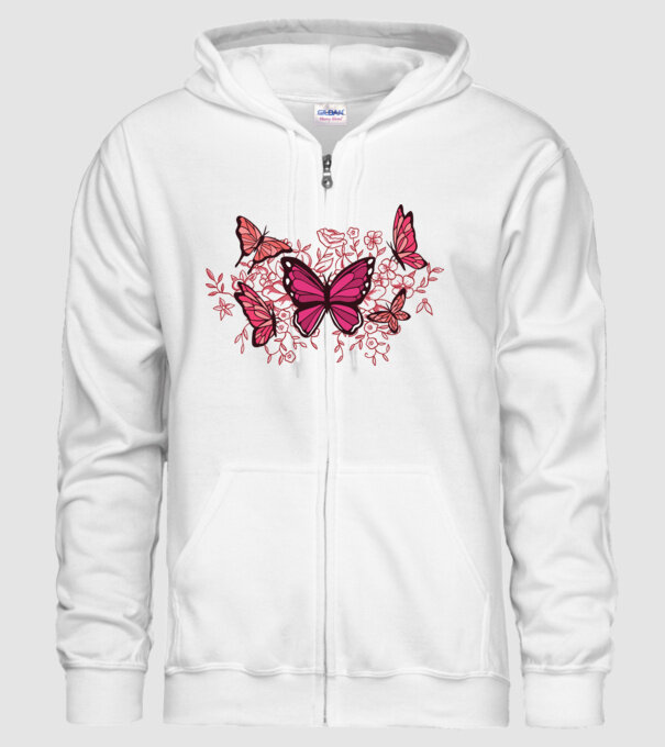 Fluturi cu flori model alb pe tricou