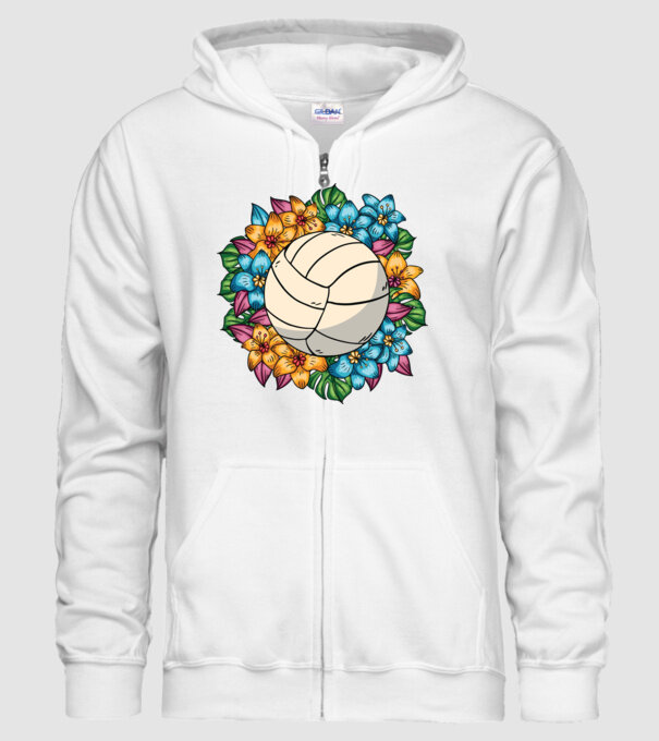 Minge de volei cu flori model alb pe tricou