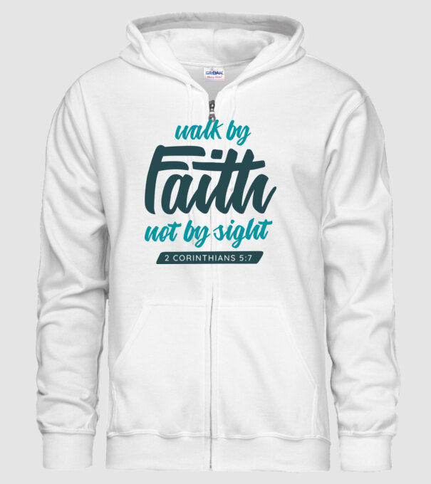 Walk by faith - Religie model alb pe tricou