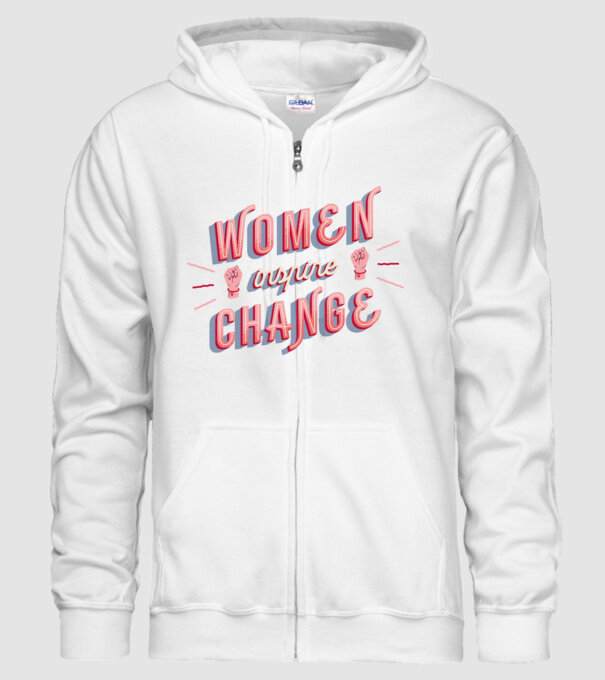 Women inspire change Ziua Femeii model alb pe tricou