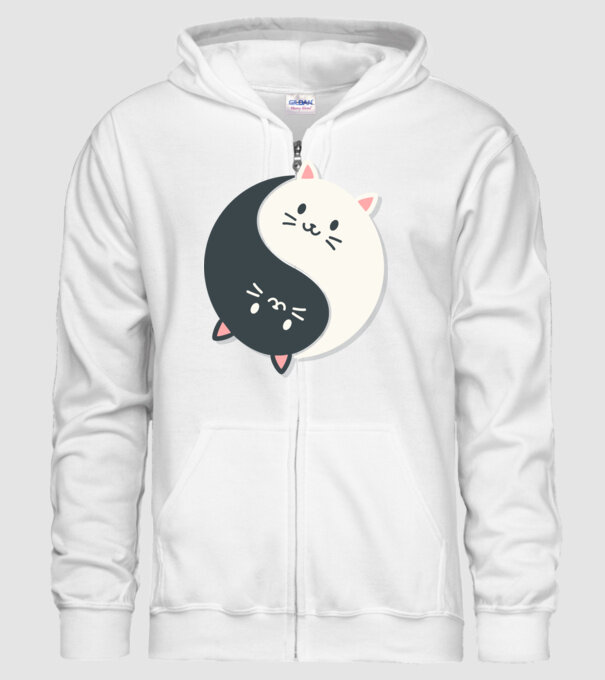 Pisicuțe Yin Yang model alb pe tricou