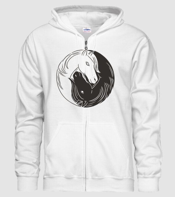 Călăreț Yin Yang model alb pe tricou