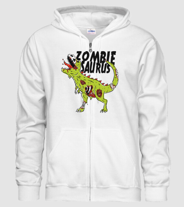 Zombiesaurus - Dinozaur Zombie model alb pe tricou
