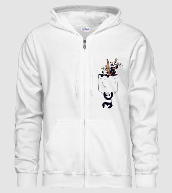 Panda de buzunar model alb pe tricou