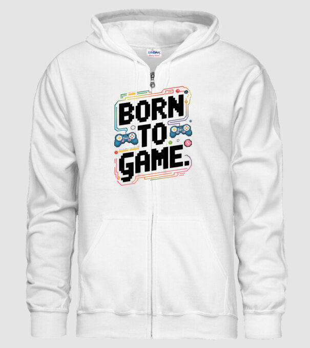 Born to Game Pixel Alb model alb pe tricou