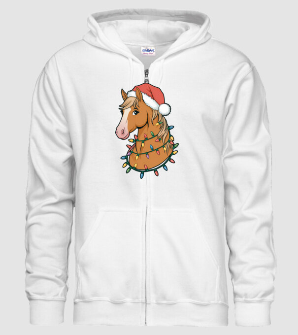 Cal de Crăciun model alb pe tricou