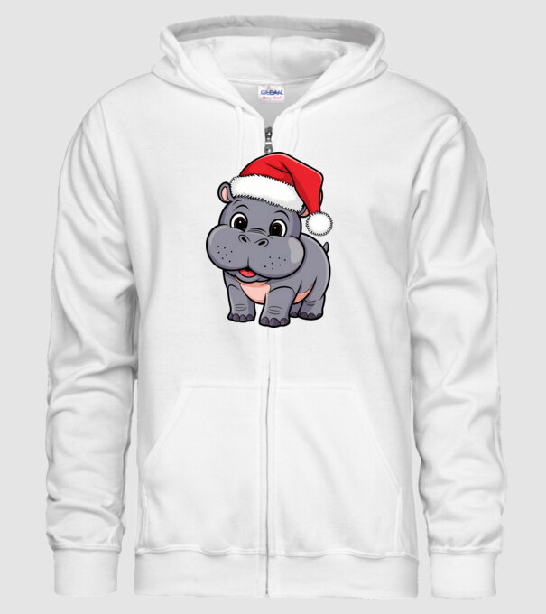 Crăciun Hippo model alb pe tricou