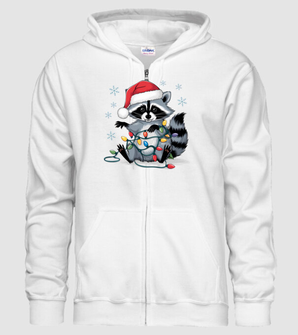 Crăciunul ratonilor Alb model alb pe tricou