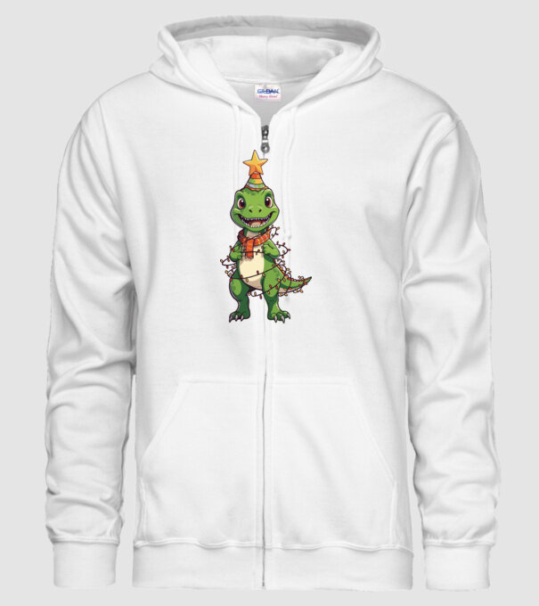 dinozaur pom de Crăciun model alb pe tricou