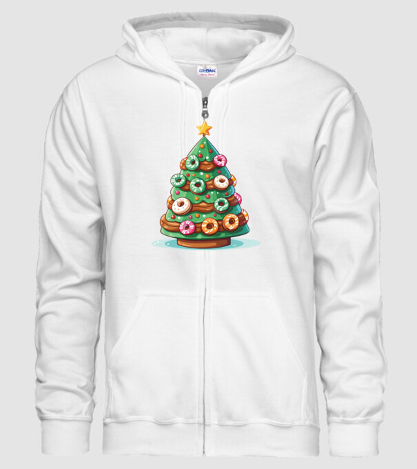 Doughnut pom de Crăciun model alb pe tricou