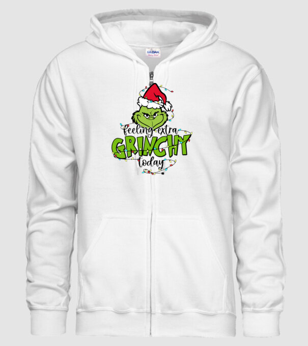 Feeling extra Grinchy today model alb pe tricou