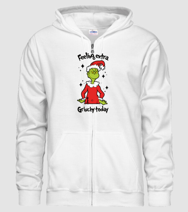Feeling extra Grinchy today model alb pe tricou