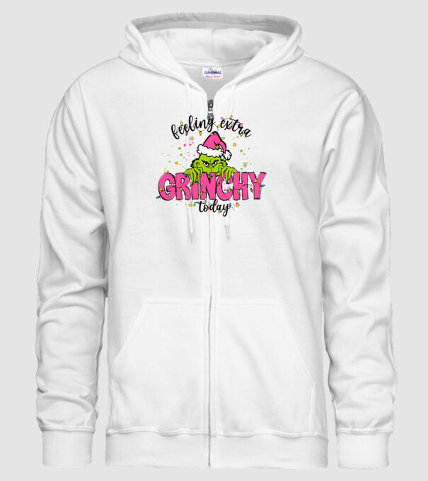 Feeling extra Grinchy today model alb pe tricou