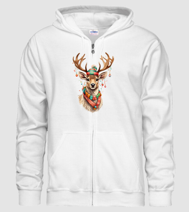 Festive Reindeer model alb pe tricou