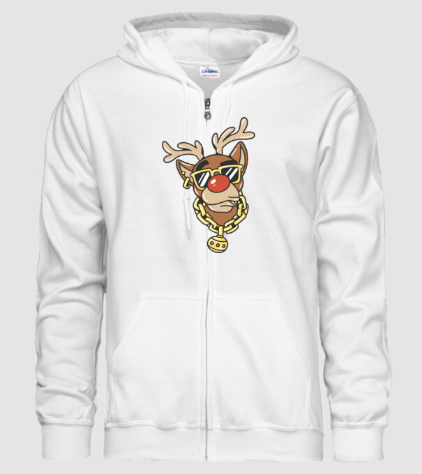 Gangster Reindeer model alb pe tricou