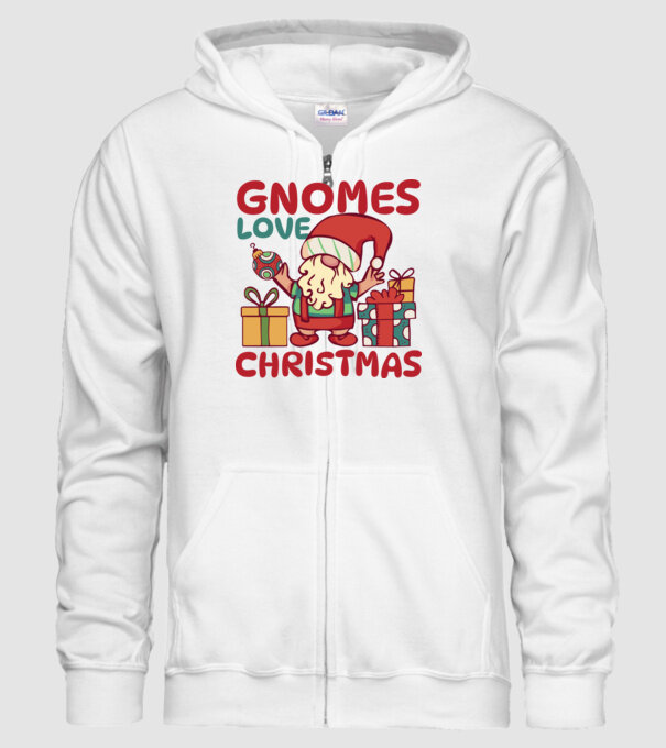 Gnomes LOVE Christmas model alb pe tricou