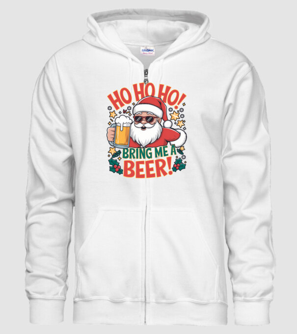 HO HO HO bring me a BEER santa Alb model alb pe tricou