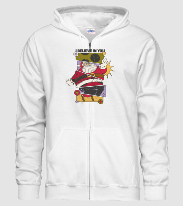 I believe in you Santa model alb pe tricou